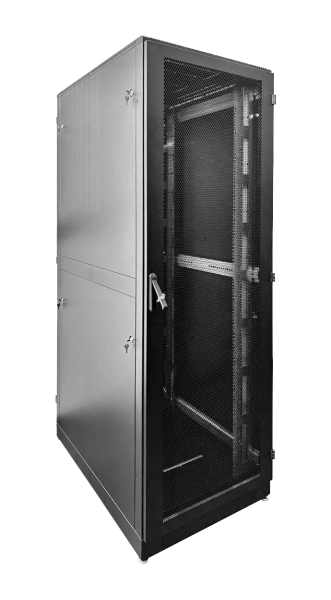 Шкаф серверный напольный 48U (600 × 1200) дверь перфорированная 2 шт., цвет черный