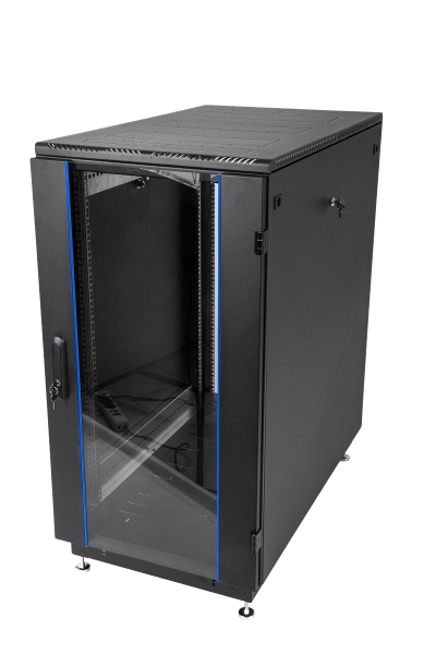Шкаф телекоммуникационный напольный 30U (600 × 800) дверь стекло, чёрный