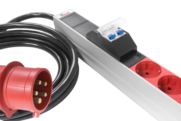 Верт блок розеток Rem-2MC, монит, измер, 3×16A, 30S, 2100мм, шнур 3м IEC309