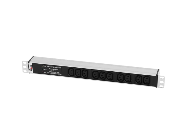 Гор блок розеток Rem-10, 1×10A, инд, 10C13, 19", вход C14