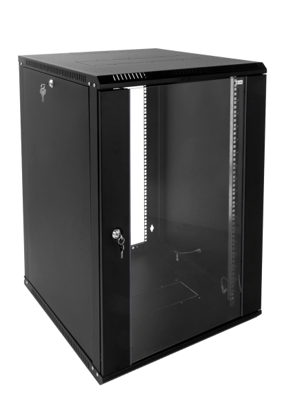 Шкаф телекоммуникационный настенный разборный ЭКОНОМ 12U (600 × 650) дверь стекло, цвет черный