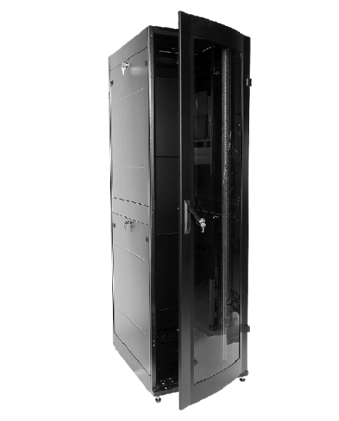 Шкаф телекоммуникационный напольный ПРОФ универсальный 42U (600 × 600) дверь стекло, чёрный, в сборе