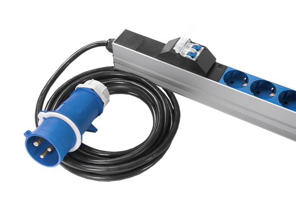Верт блок розеток Rem-32, 1×32A, 2 авт, инд, 24S, 1820мм, шнур 3м IEC309