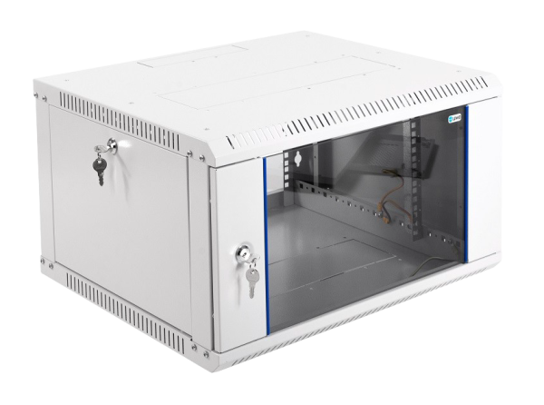 Шкаф телекоммуникационный настенный разборный ЭКОНОМ 6U (600 × 520) дверь стекло