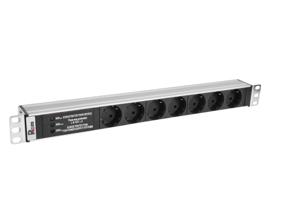 Гор блок розеток Rem-10, 1×10A, фил, инд, 7S, 19", вход C14