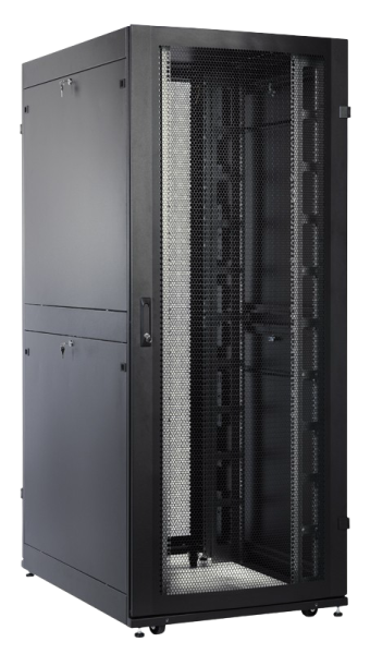 Шкаф серверный ПРОФ напольный 48U (800x1000) дверь перфор. 2 шт., черный, в сборе