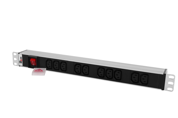 Гор блок розеток Rem-10, 1×10A, выкл, 10C13, 19", вход C14