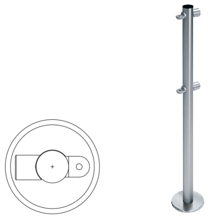 Стойка ограждения I-образная с двумя полупетлями, нерж. сталь Стойка ограждения I-образная с двумя полупетлями, нерж. сталь