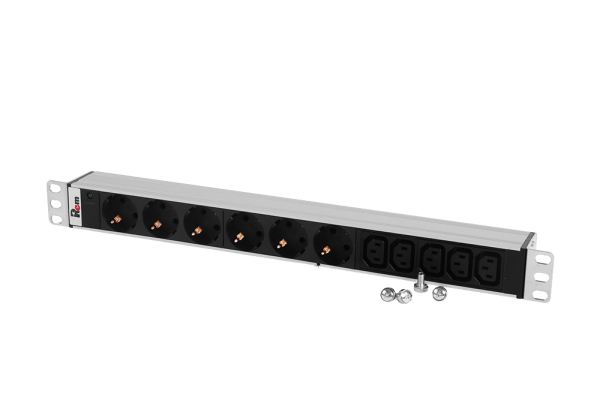 Гор блок розеток Rem-10, 1×10A, инд, 6S, 5C13, 19", вход C14