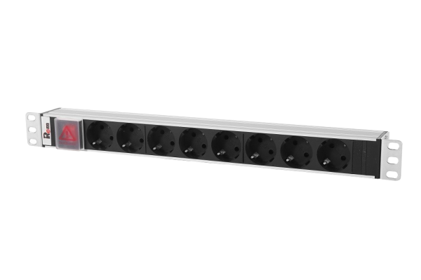 Гор блок розеток Rem-10, 1×10A, выкл, 8S, 19", вход C14