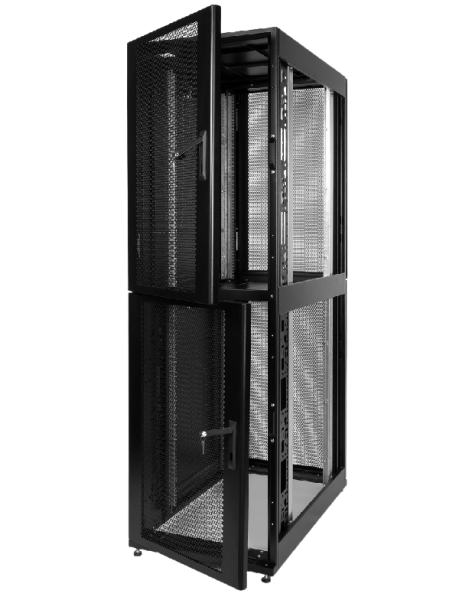 Шкаф серверный ПРОФ напольный колокейшн 46U (600 × 1200) 2 секции, дверь перф. 2 шт., чёрный,в сборе
