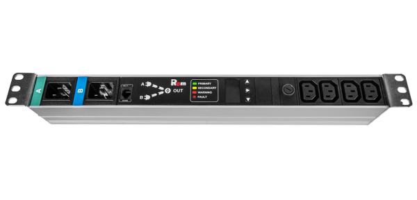 Блок розеток Rem-16 с АВР, 1×16A, 4C13, подкл к контроллеру R-2MC по Modbus, вход 2×C20