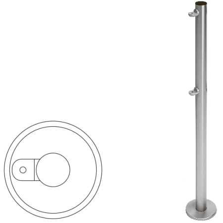 Стойка ограждения односторонняя с двумя полупетлями, нерж. сталь Стойка ограждения односторонняя с двумя полупетлями, нерж. сталь