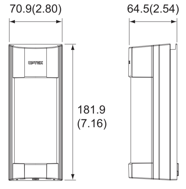Габаритные размеры OPTEX VXI-ST