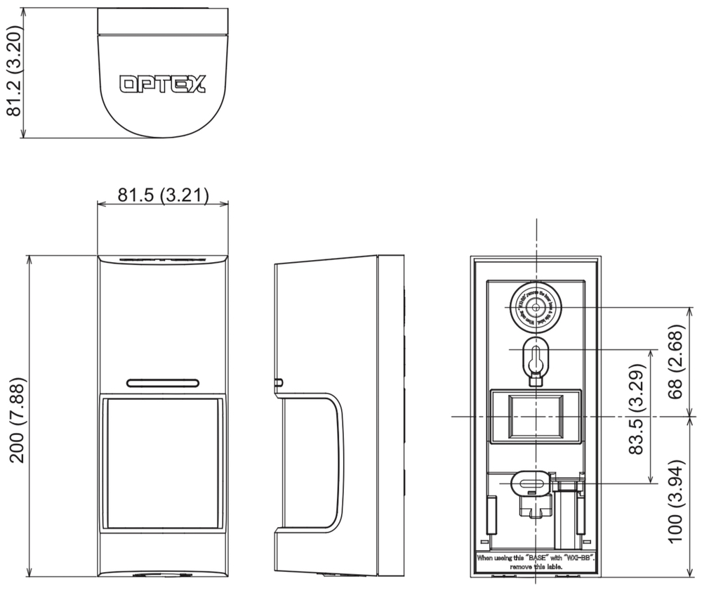 Габаритные размеры OPTEX WXI-ST