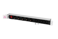 Гор блок розеток Rem-10, 1×10A, выкл, 5S, 5C13, 19", вход C14