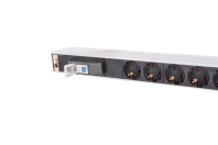 Вертикальный блок розеток Rem-16 с авт. 16A, 15 Schuko, 10 IEC 60320 C19, 16A, алюм, 42-48U, колодка